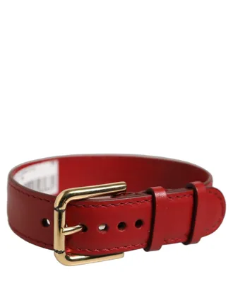 Dolce & Gabbana Calf Leather Gold Buckle Belt - Red