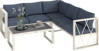 OUTSUNNY Conjunto De Jard&iacute;n Exterior Con 2 Sof&aacute;s De 2 Plazas Con Asiento Ajustable Sof&aacute; De Esquina Y Mesa De Centro Con Cojines Beige Y Gris