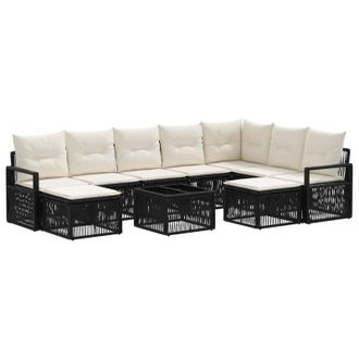 vidaXL Conjunto De Sof&aacute;s De Jard&iacute;n 10 Pcs Negro Rat&aacute;n Sint&eacute;tico Vidaxl