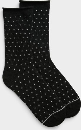 Simons Womens Rolled-hem pin dot merino wool socks