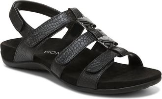 Vionic Womens Amber Adjustable Sandals In Black Croco