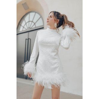 Untamed Petals Chrishell Mini Dress in Ivory at Nordstrom, Size 00