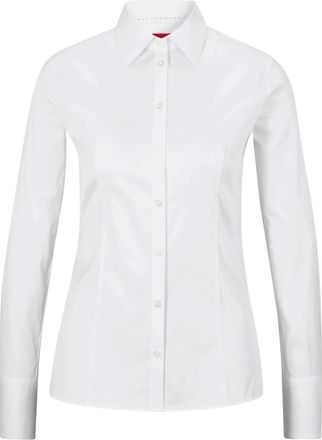 HUGO BOSS Fitted Shirt - Dames - Overhemden - Wit - 2XL - Katoen - Overhemden