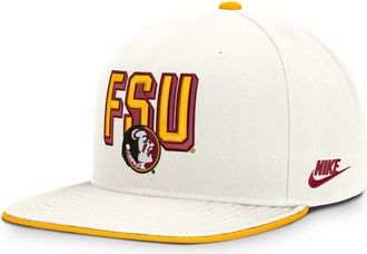 Nike Florida State Legacy Letter & Mascot Pro Nike Mens Dri-FIT College Adjustable Hat in White | NC120KGUFSH-207