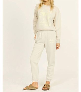 Sisstrevolution Surf Crew Long Sleeve Fleece Top In Sand