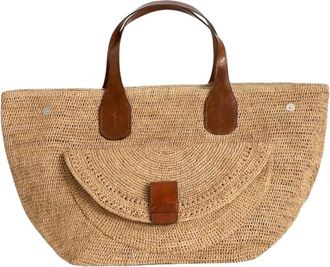 Ibeliv Leren Tas met Raffia - Dames - Shoppers - Beige - ONE Size - Katoen - Tassen