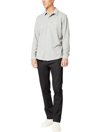 Dockers Signature Khakis Pants Mens Black Straight Leg Business UPS1022