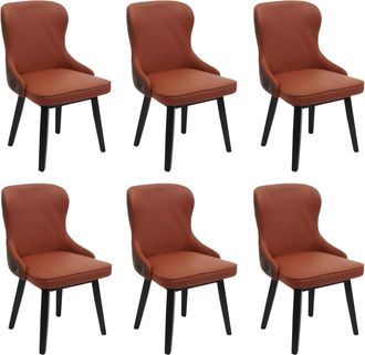 Hhg Nunca Usado] Lote De 6 Silla De Comedor Hhg 713, Silla Tapizada Silla De Cocina Sill&oacute;n Silla, Tela/textil Madera Maciza, Terracota-marr&oacute;n