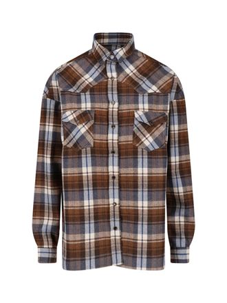 Finamore Camicia A Quadri In Lana Vergine E Cashmere
