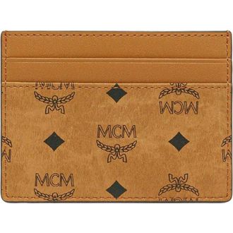 MCM Aren Card Case in Visetos in Cognac at Nordstrom