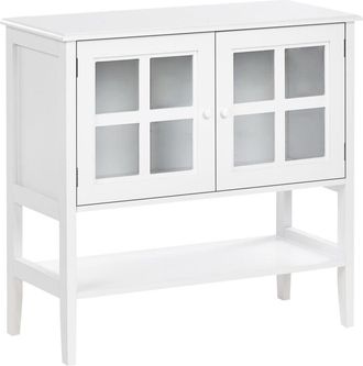 Beliani Vitrina mediterránea salón dormitorio aparador 2 puertas tablero MDF con estante inferior blanco Inlet