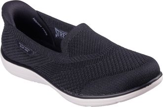 Skechers Womens Slip on Loafer, Black/White, 7
