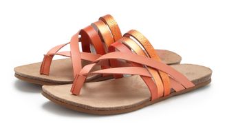 Lascana Zehentrenner LASCANA, Damen, Gr. 36, orange, Obermaterial: 100% Rindsleder. Decksohle: 100% Rindsleder. Laufsohle: 100% Synthetik, metallic, Schuhe Ze