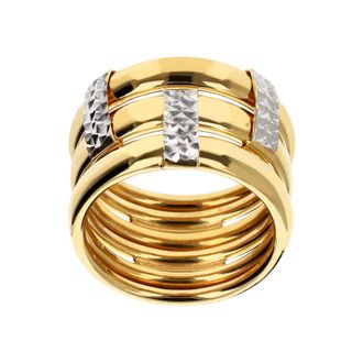 Autentica Polished And Diamond Cut Triple Row Ring