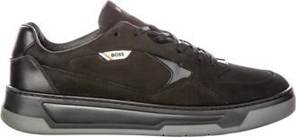 HUGO BOSS Sneakers, male, Black, 9 UK, Black Baltimore Tennis Trainers for Men