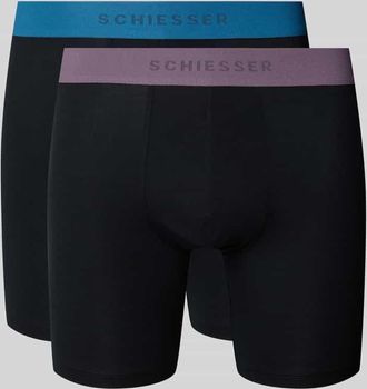 Schiesser Boxershorts mit elastischem Logo-Bund im 2er-Pack in Black, Größe XXL