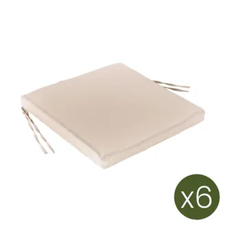 ED&Egrave;N JARD&Iacute; Pack de 6 cojines textilene para sillas de exterior arena 44x44 cm