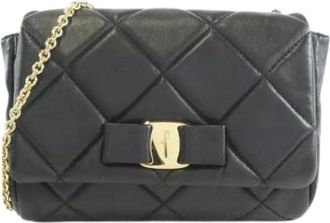Ferragamo Pre-owned Cross Body Bags, female, Black, Size: ONE SIZE Pre-owned Calf Leather Shoulder Bag