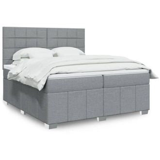 vidaXL Cama Box Spring Con Colch&oacute;n Tela Gris Claro 200x200 Cm Vidaxl