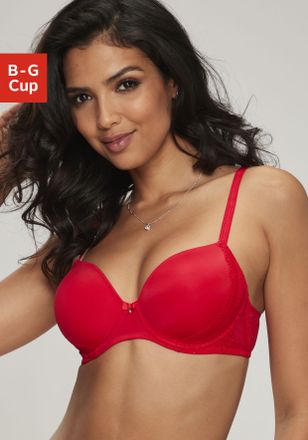 Lascana Schalen-BH LASCANA Tiziana, Damen, Gr. 70, Cup F, rot, Microtouch, Obermaterial: 71% Polyamid, 16% Polyester, 13% Elasthan, BHs Schalen-BH, mit dekora