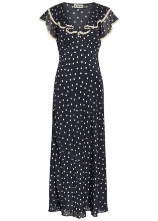 Rixo Rixo Bethea Polka dot Crepe de Chine Midi Dress - Navy - 16 (UK 16 / XL)