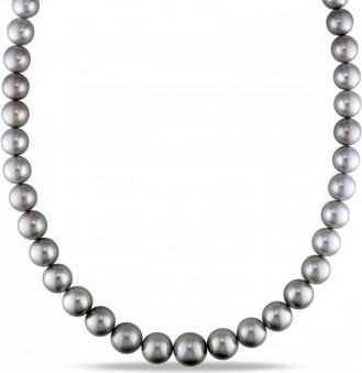 Allurez Graduating Tahitian Black Pearl Strand Necklace 14k White Gold 9-12.5mm