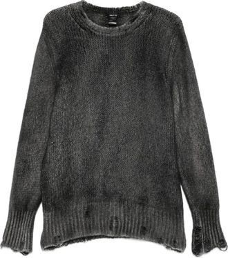 Avant Toi Truien & Vesten, Heren, Grijs, S, Kasjmier, Trui met spray-effect en distressed afwerking