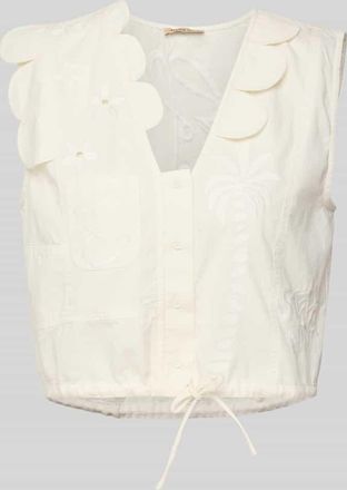 Stella Nova Regular Fit Blusentop mit V-Ausschnitt Modell Elements in Weiss, Gr&ouml;&szlig;e 34