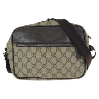 Gucci Pre-owned Cross Body Bags, female, Beige, Size: ONE SIZE Pre-owned GG Supreme Canvas Leather Shoulder Bag