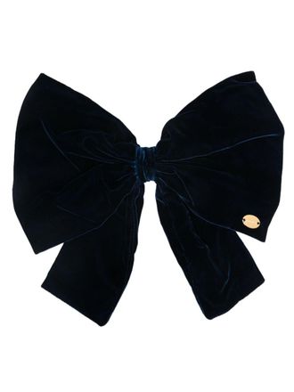 Nina Ricci logo-plaque bow hair clip - women - Cupro/Viscose - One Size - Blue