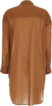 Merci Womens Long Shirt C400 Brown Cotton Blouses