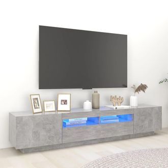 vidaXL Vidaxl - Mueble Para Tv Con Luces Led Gris Hormig&oacute;n 200x35x40 Cm