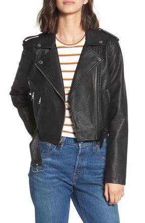 Levi's Faux Leather Fashion Belted Moto Jacket in Black at Nordstrom Rack, Size Small