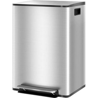 HOMCOM Homcom - Cestino Rifiuti a 2 Sezioni da 30L in Acciaio e pp 47.7x37.5x66.8 cm