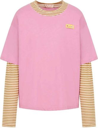 Marni gestreiftes Logo-T-Shirt