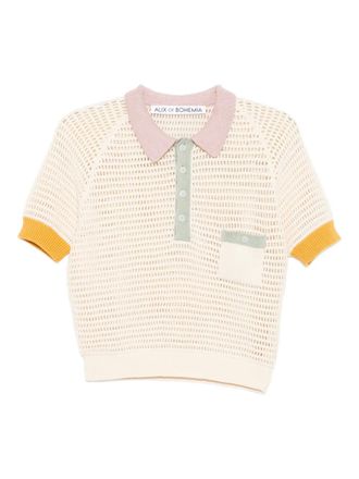 Alix of Bohemia contrast-trim polo top - White