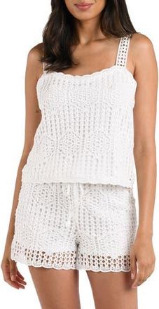 La Blanca Waverly Lace Overlay Cotton Cover-Up Camisole in Ivory at Nordstrom Rack, Size X-Large