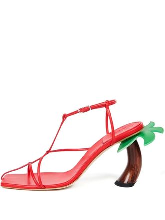 A.W.A.K.E. 90mm Bianca Wooden pumps - women - Nappa Leather/Leather/Leather - 38 - Red