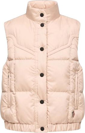 Moncler Light Pink Quilted Mock Collar Jacket