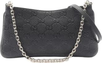 Gucci Pre-owned Cross Body Bags, female, Black, Size: ONE SIZE Pre-owned Leather Cross Body Bag