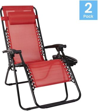 Flash Furniture Set of 2 Portable Folding Zero Gravity Lounge Chairs
