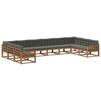 vidaXL Conjunto De Sof&aacute;s De Exterior 10 Uds. Natural Y Antracita Vidaxl