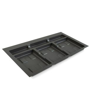 Emuca Base Para Contenedores De Caj&oacute;n Cocina Recycle, 3 Huecos, M&oacute;dulo 800mm, Pl&aacute;stico Gris Antracita - Emuca
