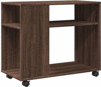 vidaXL Vidaxl - Mesa Auxiliar Con Ruedas Madera Roble Marr&oacute;n 70x35x60 Cm
