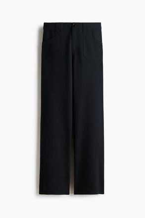 H&M Wide Twill Trousers in Black at Nordstrom, Size 20