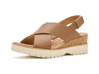 Clarks Diaz Cross Womens Wedge Shoes Tan Leather : 8.5 B - Medium