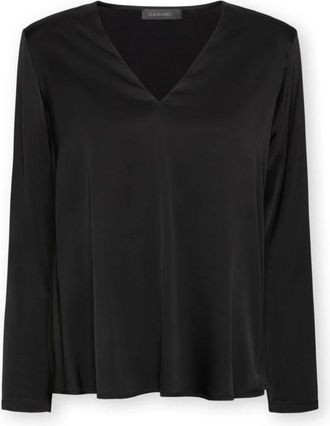 Elena Miro Overhemden, Dames, Zwart, 4Xl, Satijn, Stretch viscose satijnen blouse