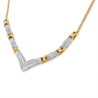 House of Brilliance 10K Yellow and White Gold 1.0 Cttw Diamond V Shape Statement Necklace at Nordstrom