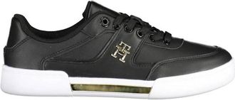 Tommy Hilfiger Leather Sneaker - Dames - Sneakers - Zwart - 40 EU - Leer - Schoenen