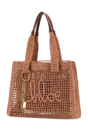 Chlo&eacute; Womens Summer Banana Tote Beige Raffia